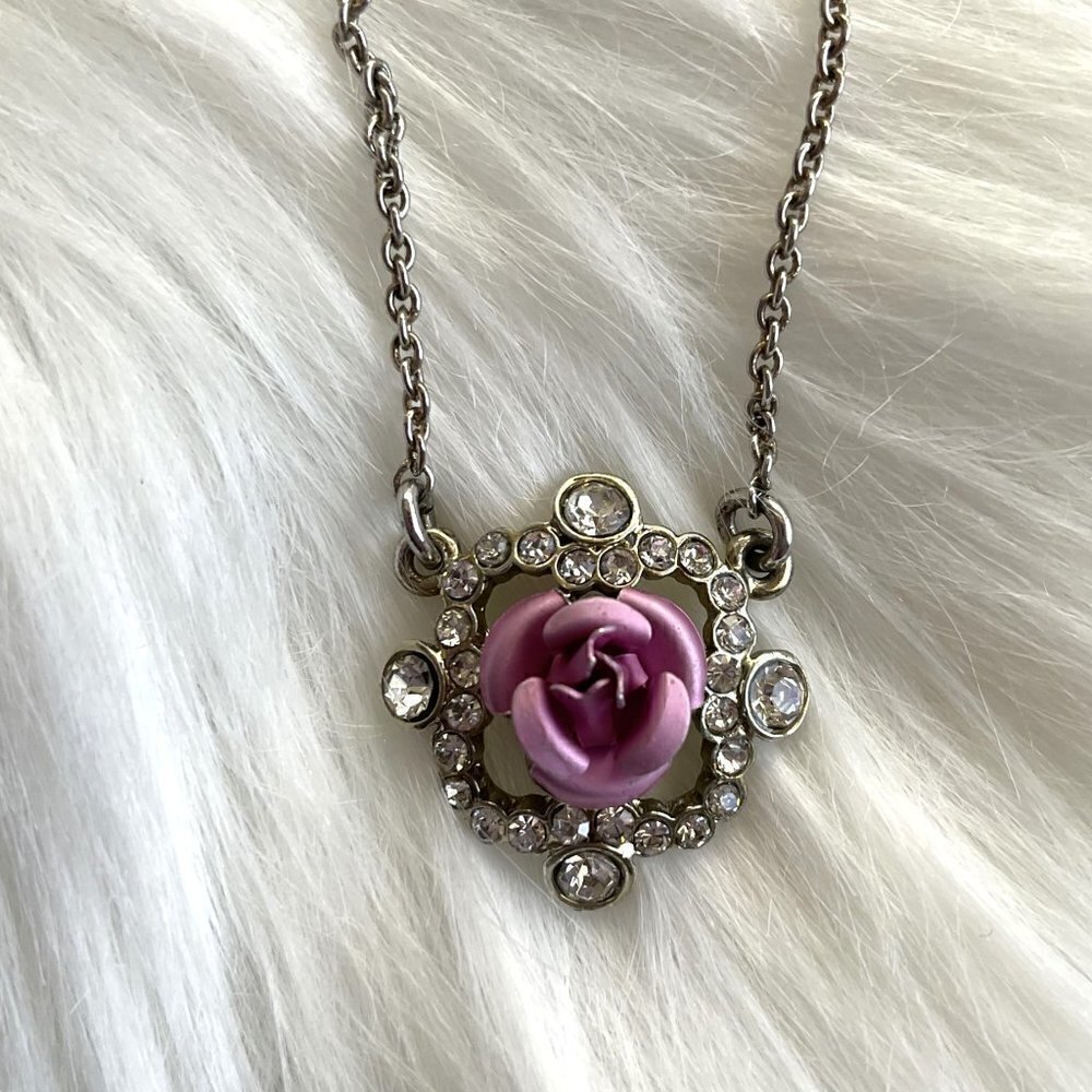 PINK ROSE NECKLACE NRT VINTAGE - Picture 7 of 13